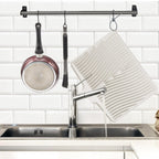 TIKNIK Silicone Dish Drying Mat, Stone Drying Mat for Kitchen Counter with Built-In Drain, Non-Slip Drain Pad with Built-in Drain, Heat Resistant Stone Drying Mat, Hangable, Cream, 16" x 12"