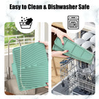 TIKNIK Silicone Dish Drying Mat, Stone Drying Mat for Kitchen Counter with Built-In Drain, Non-Slip Drain Pad with Built-in Drain, Heat Resistant Stone Drying Mat, Hangable, Mint-1pcs, 16" x 12"