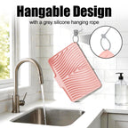 TIKNIK Silicone Dish Drying Mat, Stone Drying Mat for Kitchen Counter with Built-In Drain, Non-Slip Drain Pad with Built-in Drain, Heat Resistant Stone Drying Mat, Hangable, Pink-1pcs, 16" x 12"
