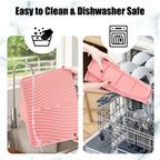 TIKNIK Silicone Dish Drying Mat, Stone Drying Mat for Kitchen Counter with Built-In Drain, Non-Slip Drain Pad with Built-in Drain, Heat Resistant Stone Drying Mat, Hangable, Pink-1pcs, 16" x 12"