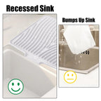 TIKNIK Silicone Dish Drying Mat, Stone Drying Mat for Kitchen Counter with Built-In Drain, Non-Slip Drain Pad with Built-in Drain, Heat Resistant Stone Drying Mat, Hangable, White, 16" x 12"