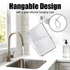 TIKNIK Silicone Dish Drying Mat, Stone Drying Mat for Kitchen Counter with Built-In Drain, Non-Slip Drain Pad with Built-in Drain, Heat Resistant Stone Drying Mat, Hangable, White, 16" x 12"