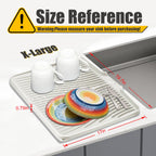 TIKNIK Silicone Dish Drying Mat, Stone Drying Mat for Kitchen Counter with Built-In Drain, Non-Slip Drain Pad with Built-in Drain, Heat Resistant Stone Drying Mat, Hangable, 20" x 15"
