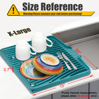 TIKNIK Silicone Dish Drying Mat, Stone Drying Mat for Kitchen Counter with Built-In Drain, Non-Slip Drain Pad with Built-in Drain, Heat Resistant Stone Drying Mat, 1Pcs 20" x 15", Green