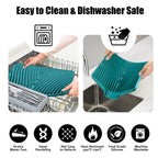 TIKNIK Silicone Dish Drying Mat, Stone Drying Mat for Kitchen Counter with Built-In Drain, Non-Slip Drain Pad with Built-in Drain, Heat Resistant Stone Drying Mat, 1Pcs 20" x 15", Green