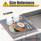 TIKNIK Silicone Dish Drying Mat, Stone Drying Mat for Kitchen Counter with Built-In Drain, Non-Slip Drain Pad with Built-in Drain, Heat Resistant Stone Drying Mat, 20" x 15", Grey