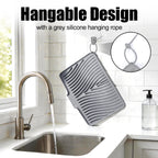 TIKNIK Silicone Dish Drying Mat, Stone Drying Mat for Kitchen Counter with Built-In Drain, Non-Slip Drain Pad with Built-in Drain, Heat Resistant Stone Drying Mat, 20" x 15", Grey