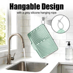 TIKNIK Silicone Dish Drying Mat, Stone Drying Mat for Kitchen Counter with Built-In Drain, Non-Slip Drain Pad with Built-in Drain, Heat Resistant Stone Drying Mat, Hangable, Mint-1pcs, 20" x 15"