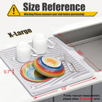 TIKNIK Silicone Dish Drying Mat, Stone Drying Mat for Kitchen Counter with Built-In Drain, Non-Slip Drain Pad with Built-in Drain, Heat Resistant Stone Drying Mat, Hangable, White, 20" x 15"